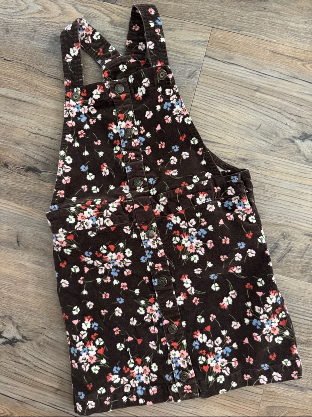 Gymboree Brown Floral Corduroy Overall Dress